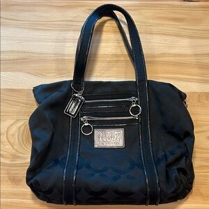 Coach Black Shoulder Bag/ Poppy Art Glam